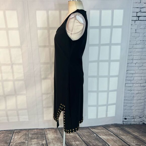 Boston Proper Sleeveless Gold Studded Hem Side Slit Black Dress Size S - Picture 7 of 10